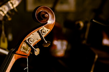 Photo of violin close-up. Close-up of cello strings, classical music concept. Detail of a violin...