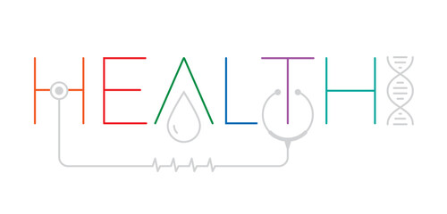 health word logo. health word with health symbols