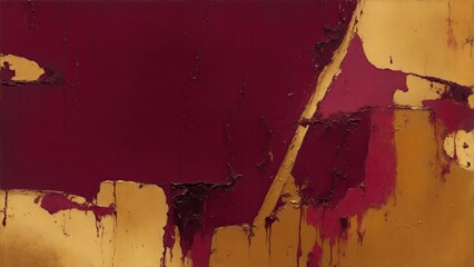 Abstract rough maroon and gold brushstroke texture