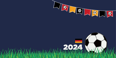 background with a soccer ball on grass with Germany's flag for 2024 competition - obrazy, fototapety, plakaty