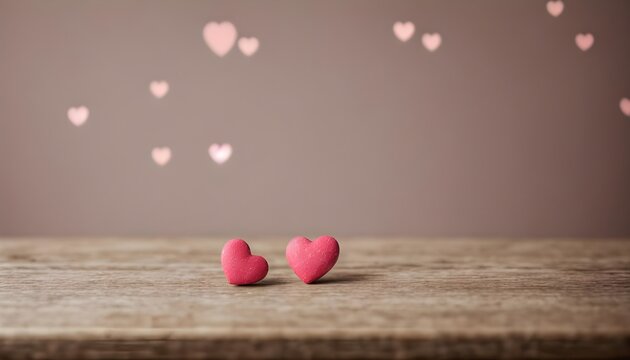 Corazones sobre una tabla de madera, san valentin, fondo 