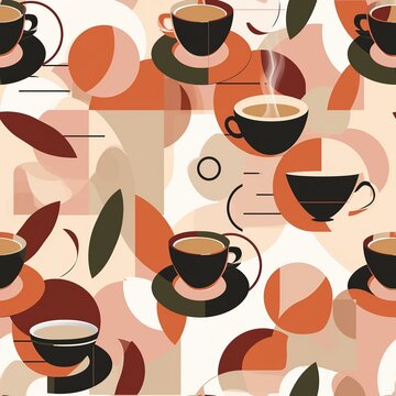 Geometric Coffee Theme Pattern: Abstract Shapes for Café Décor

