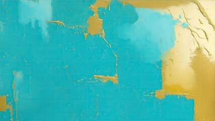 Abstract rough Cyan and gold brushstroke texture