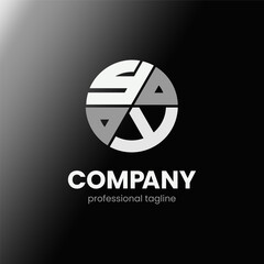 letter YT initial in monochrome flat design circle shape logo vector illustration