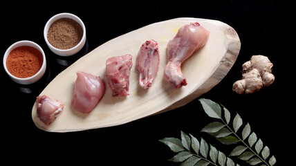 raw chicken is getting ready to be cooked 