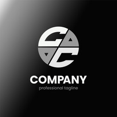 letter CC initial in monochrome flat design circle shape logo vector illustration
