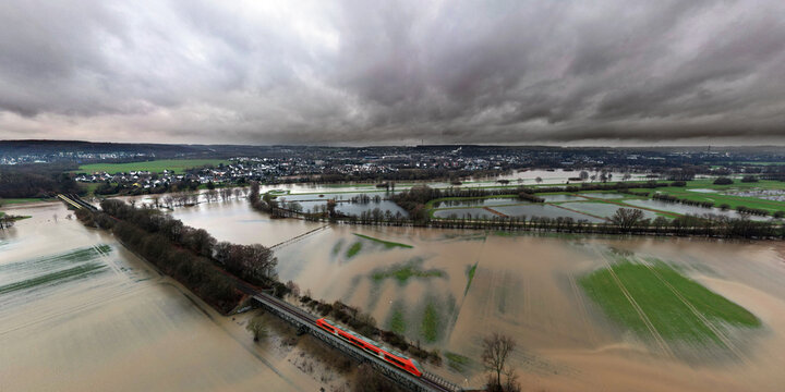 Ruhrhochwasser bei Schwerte Ergste am 4. Januar 2024