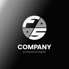 letter FS initial in monochrome flat design circle shape logo vector illustration
