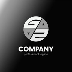 letter GZ initial in monochrome flat design circle shape logo vector illustration