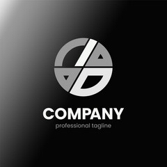 letter IO initial in monochrome flat design circle shape logo vector illustration