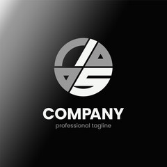 letter IS initial in monochrome flat design circle shape logo vector illustration