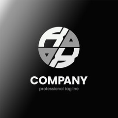 letter KX initial in monochrome flat design circle shape logo vector illustration