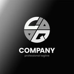 letter LQ initial in monochrome flat design circle shape logo vector illustration