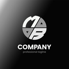 letter MR initial in monochrome flat design circle shape logo vector illustration