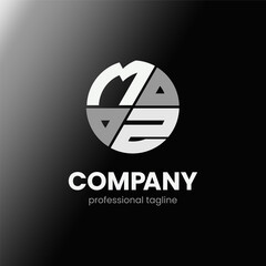 letter MZ initial in monochrome flat design circle shape logo vector illustration