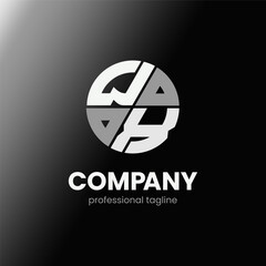 letter WX initial in monochrome flat design circle shape logo vector illustration