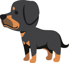Cartoon character side view rottweiler dog for design.