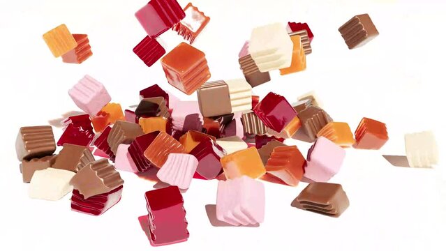 Sweet candy cubes chocolate sugar marmalade jam 