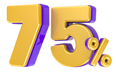 3d gold number percent off rendering