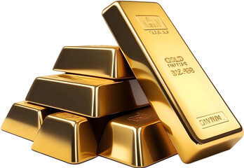 Shiny gold bars on white background represent wealth and investment in finance and banking, symbolizing success and luxury