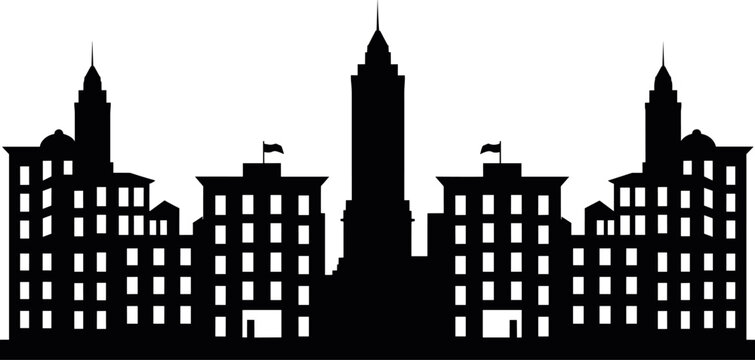 Silhouette of city with black color. AI generated illustration. © Emil