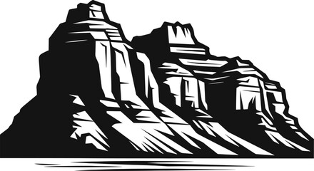 Silhouette of the grand canyon and road against the setting sun. AI generated illustration.