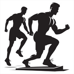 Fitness Fusion: Gymnast Silhouette Blending Seamlessly into a Workout Setting, Perfect for Health and Exercise Concepts, Workout Black Vector Stock
