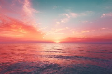 Naklejka na ściany i meble Beautiful seascape. Sunset over the sea. Nature composition, AI Generated