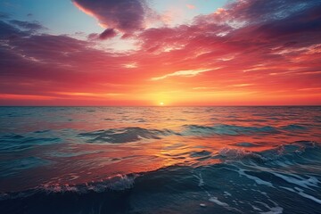 Fototapeta premium Beautiful seascape. Sunset over the sea. 3d render, AI Generated