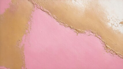 Fototapeta premium Abstract rough Pink and gold brushstroke texture