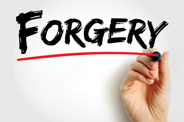 Forgery - the action of forging a copy or imitation of a document, signature, banknote, or work of...
