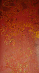 old red door texture with golden dragon - Van Mieu Hanoi Vietnam
