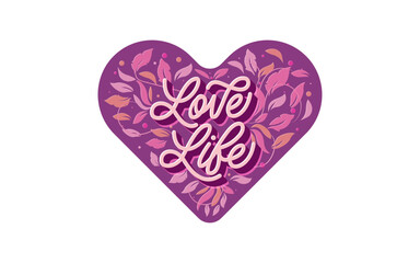 Love life heart Hand lettering 3D typography illustrations