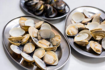 Grill seafood clam in the street market