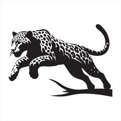 Shadowed Majesty: A Mesmerizing Silhouette of Leopard in the Night Wilderness, Tailored for Jungle Adventure Concepts and Leopard Black Vector Stock
