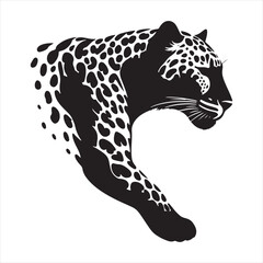 Moonlit Mirage: Silhouette of Leopard Creating Mystical Scenes, Tailored for Jungle Adventure Concepts and Leopard Black Vector Stock
