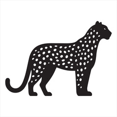 Midnight Elegance: Silhouette of Leopard Moving Stealthily in Darkness, Tailored for Jungle Adventure Concepts and Leopard Black Vector Stock

