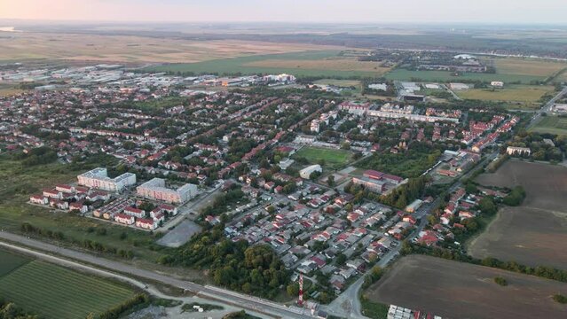 Drone flight around Zemun in Belgrade, Serbia in sunrise