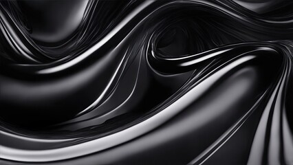 Fototapeta premium Black silk Wave Abstract design for background, black liquid, shiny material, smooth motion
