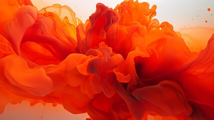 A dynamic explosion of vivid red and orange liquid, creating a breathtaking display of fluid motion...