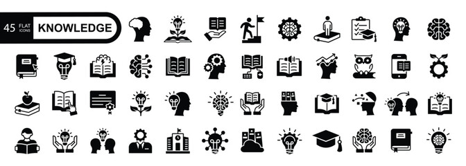 Knowledge icon set.  Flat style icons pack. Vector illustration.