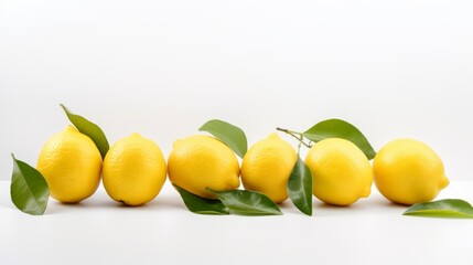 Lemons on a white background --ar 16:9 --v 5.2 Job ID: d1f7a484-00e6-499e-9580-235e710e89ed