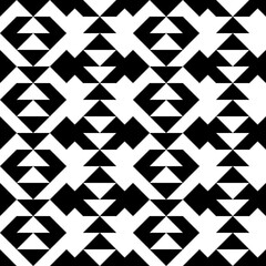 Triangles, arrows, figures seamless pattern. Geometric image. Ethnic ornate. Tribal wallpaper. Folk ornament. Geometrical background. Retro motif. Ethnical textile print. Abstract image. Vector art