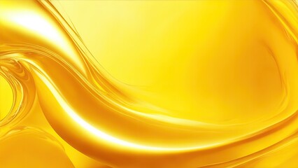 Yellow silk Wave Abstract design for background, Yellow liquid, shiny material, smooth motion