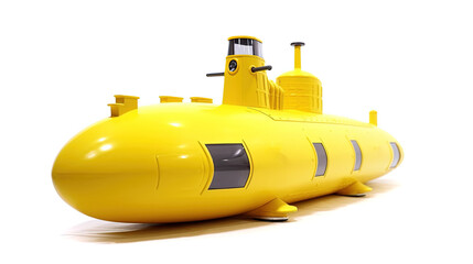Yellow toy submarine isolated on white background
