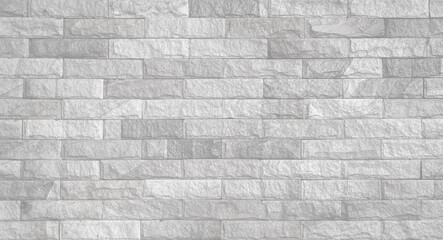 Empty white (light gray) embossed stone brick wall made with blocks for abstract  background and...
