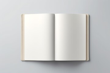 Mockup of opened blank square book at white design paper background
