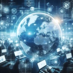 Obraz premium World Map on Technological Canvas, Symbolizing the Best Internet Concept Generative ai