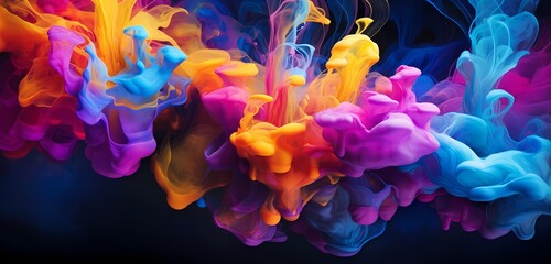 A vivid explosion of liquid colors frozen in time, showcasing the dynamic beauty of fluid motion in an abstract realm