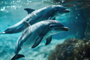 Obraz na płótnie Canvas Dolphins as ocean cleanup crew preserving marine life